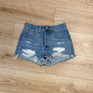 Levi's Distressed Blue Denim Cutoff Shorts